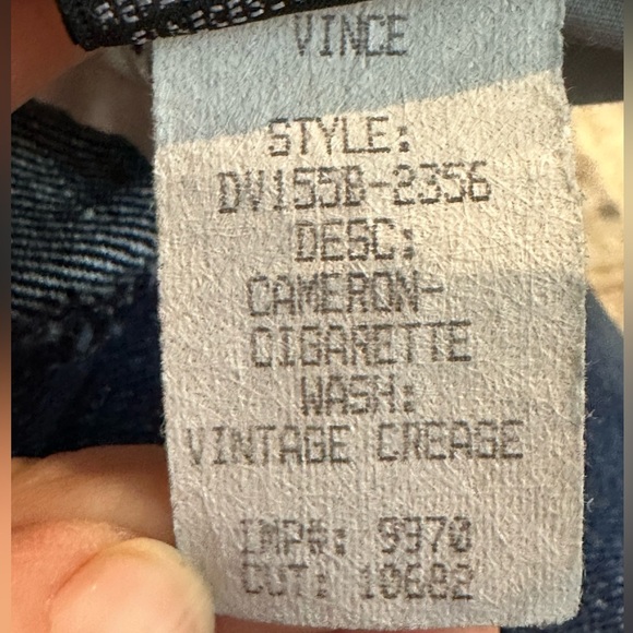 Vince Jeans Cameron Cigarette Leg, Stretch Denim Vintage Crease Wash Size 29 - Picture 6 of 7